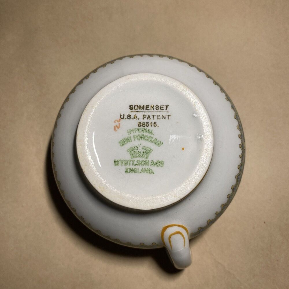 Antique MYOTT‎ SON &CO Creamer and Tea Cups SOMERSET 58515 England RARE FIND! - Picture 9 of 15